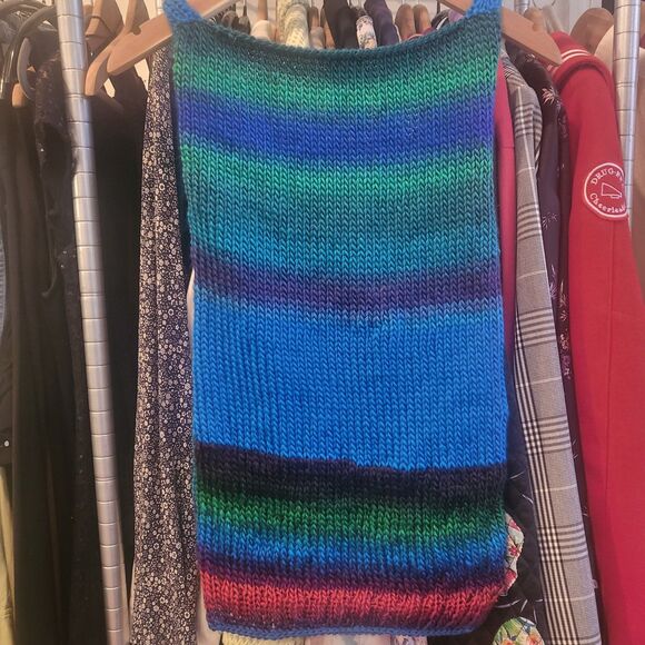 Seapunk Handmade Sweater Vest Tank Top Ocean Blues Greens Medium - Picture 2 of 8